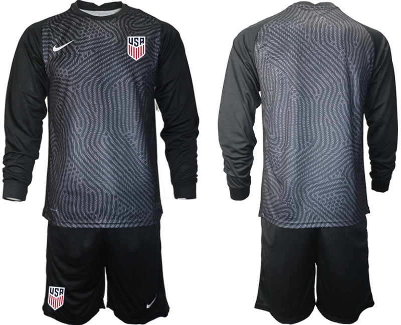 Men 2020-2021 Season National team United States goalkeeper Long sleeve black Soccer Jersey1